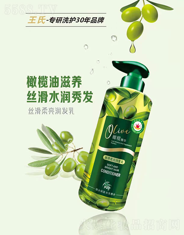 王氏橄榄精华丝滑柔亮润发乳500ML